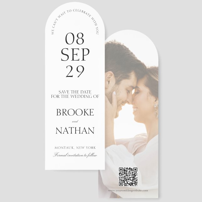 Modern Elegant Arch Photo Wedding Save the Date Bookmarks (Front & Back)