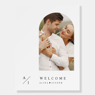 Modern Elegant Arch Photo Wedding Welcome Foam Board