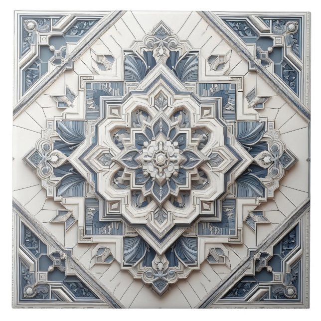 Modern Elegant Art Deco Circle Lines All Greys  Ceramic Tile (Front)