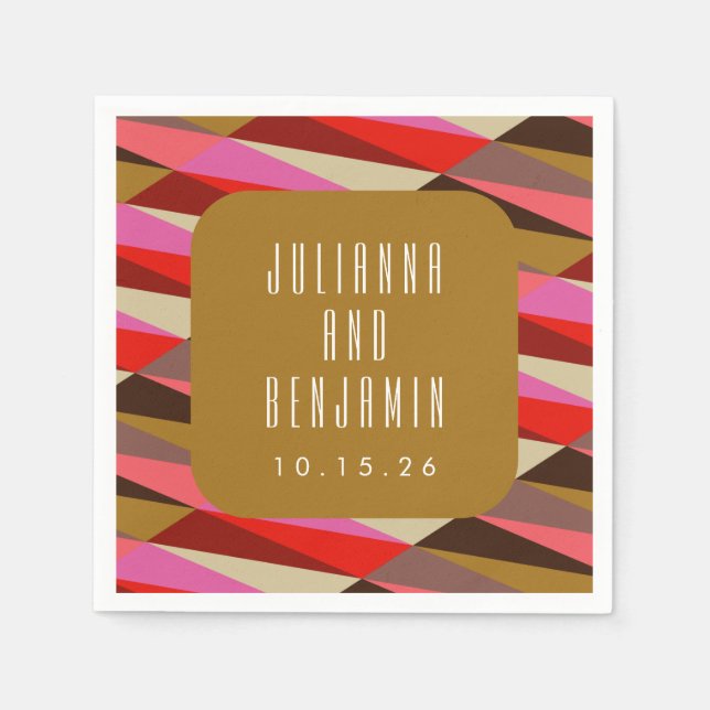 Modern Elegant Art Deco Geometric Wedding Custom  Napkins (Front)