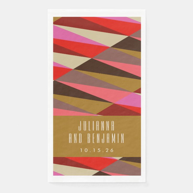 Modern Elegant Art Deco Geometric Wedding Custom Paper Guest Towels (Front)