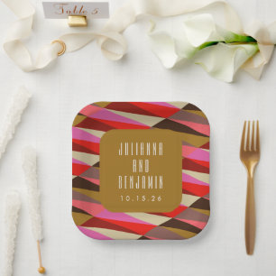 Modern Elegant Art Deco Geometric Wedding Custom Paper Plates