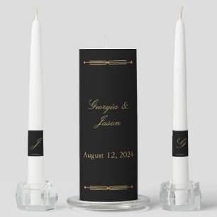 Modern elegant Art Deco wedding candle set