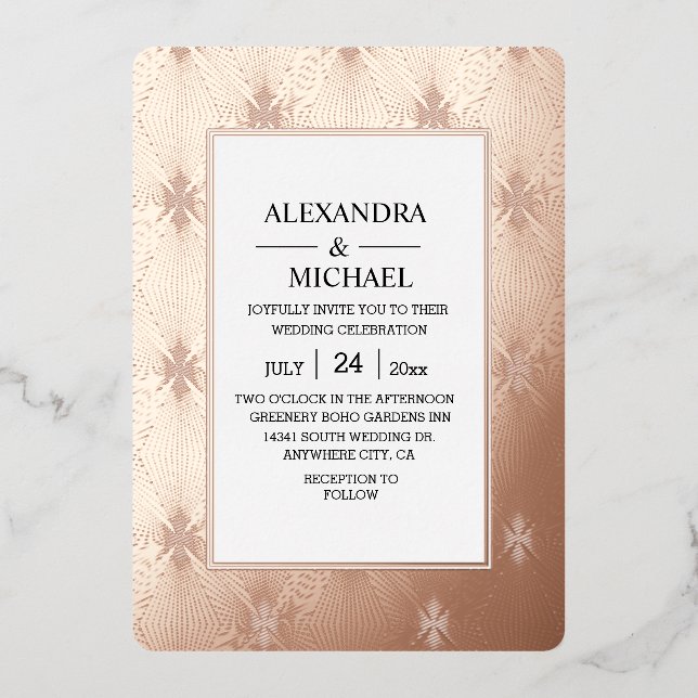 Modern Elegant Art Deco Wedding Foil Invitation (Front)
