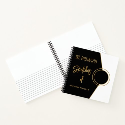 Modern Elegant Artsy Black  White Sketchbook  Notebook