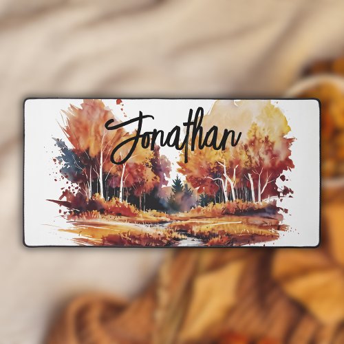 Modern Elegant Autumn Landscape Desk Mat