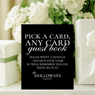 Modern Elegant B&W Playing Card Guest Book Pedestal Sign