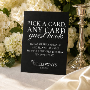 Modern Elegant B&W Playing Card Guest Book Pedestal Sign