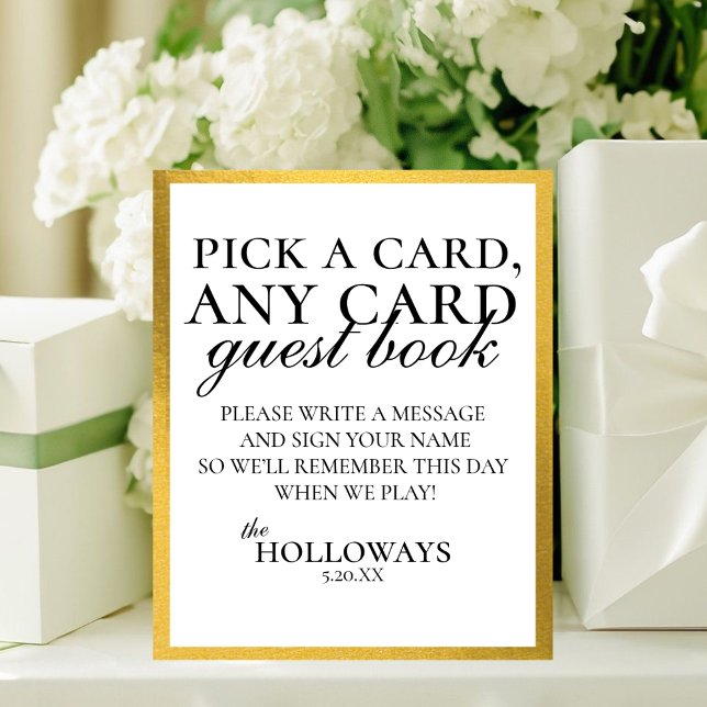 Modern Elegant B&W Playing Card Guest Book Sign (Modern Elegant B&W Playing Card Guest Book Sign)