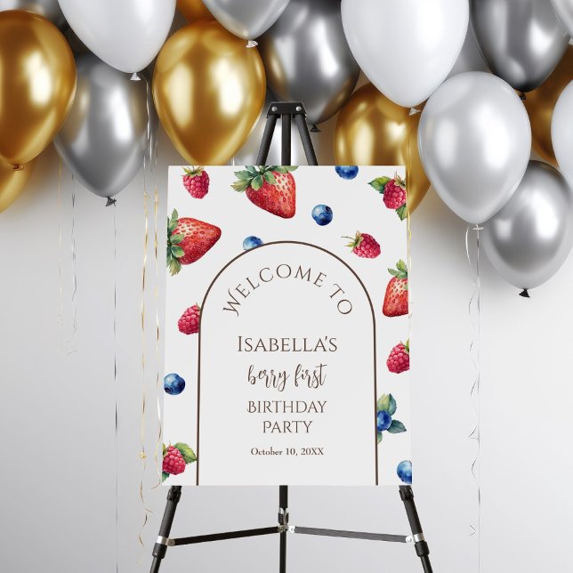 Modern Elegant Baby Berry First Birthday Welcome Foam Board (Creator Uploaded)