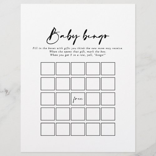 Modern Elegant Baby Bingo Shower Game