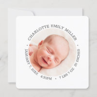 Modern Elegant Baby Birth Announcement Photo Card