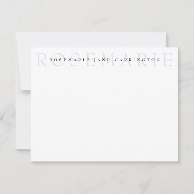 Modern Elegant Baby Blue Personalized Stationery Note Card (Front)