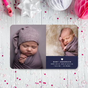 Modern Elegant Baby Boy Photo Birth Announcement Magnet