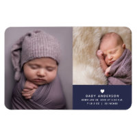 Modern Elegant Baby Boy Photo Birth Announcement Magnet