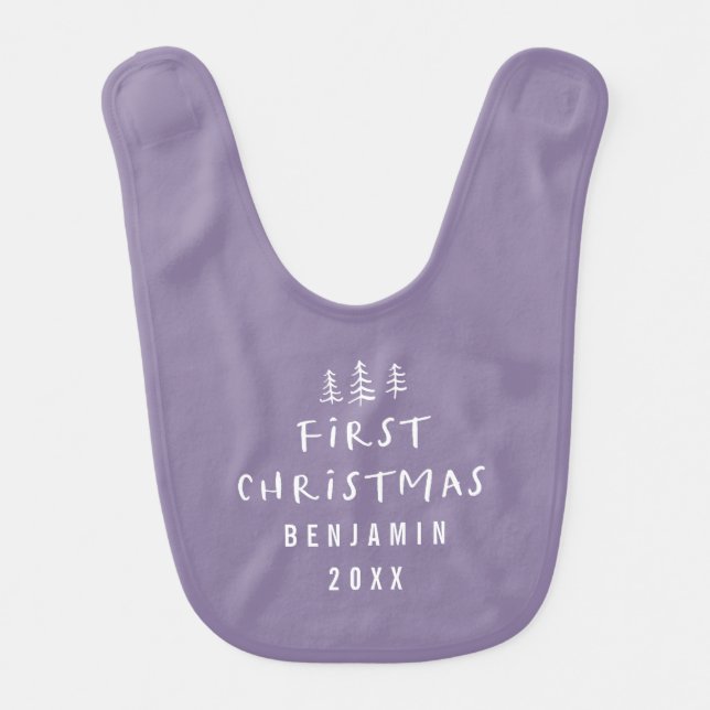 modern elegant baby first christmas baby bib (Front)