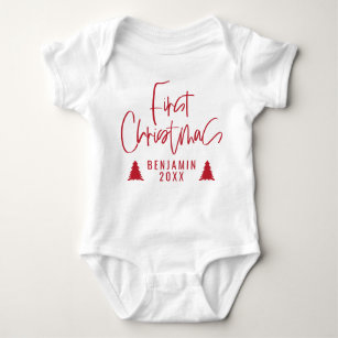 modern elegant baby first christmas baby bodysuit