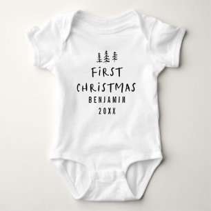 modern elegant baby first christmas baby bodysuit