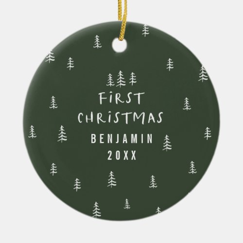 modern elegant baby first christmas baby ceramic ornament