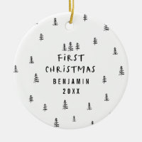 modern elegant baby first christmas baby ceramic ornament