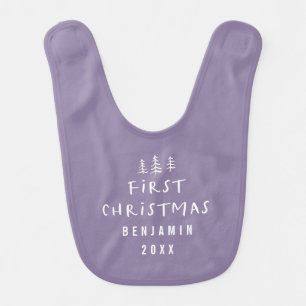 modern elegant baby first christmas bib