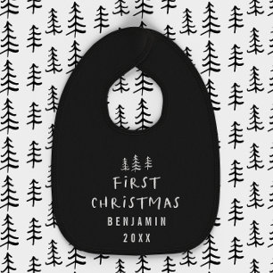 modern elegant baby first christmas bib