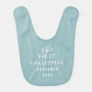 modern elegant baby first christmas bib
