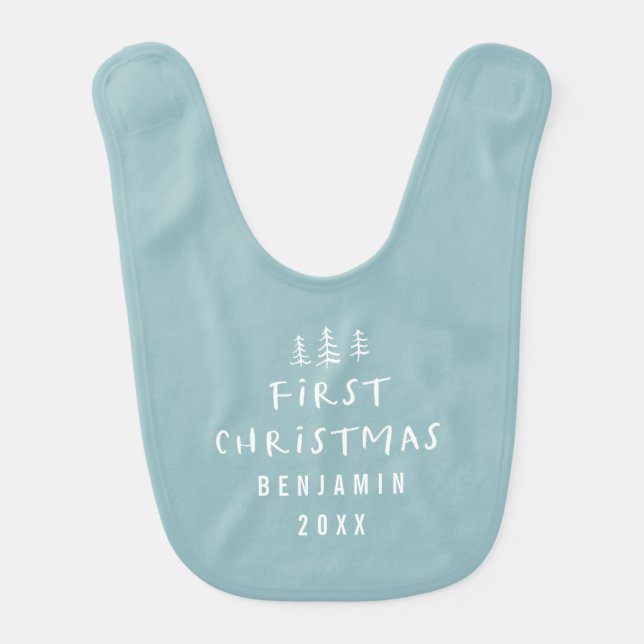 modern elegant baby first christmas bib (Front)