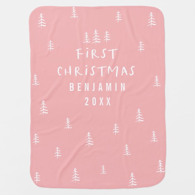 modern elegant baby first christmas blanket (Front)