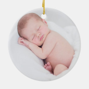Modern Elegant Baby First Christmas Ceramic Ornament