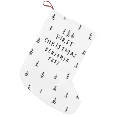 modern elegant baby first christmas small christmas stocking