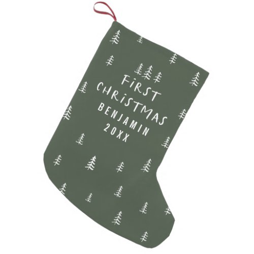 modern elegant baby first christmas small christmas stocking