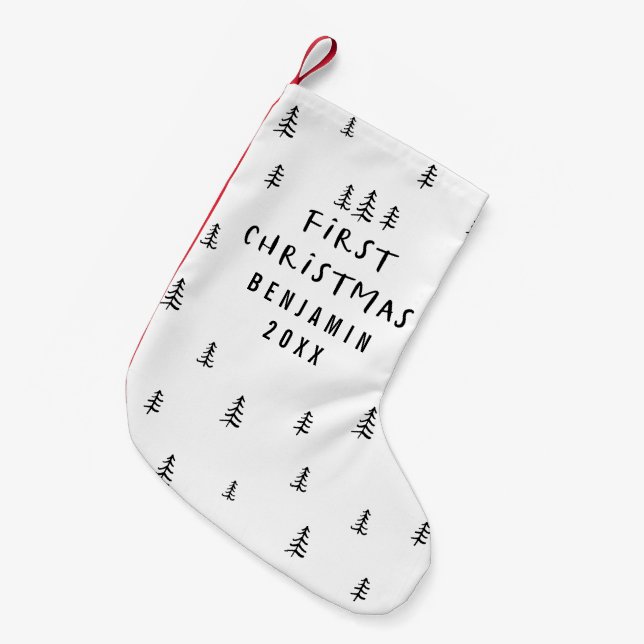 modern elegant baby first christmas small christmas stocking (Front (Hanging))