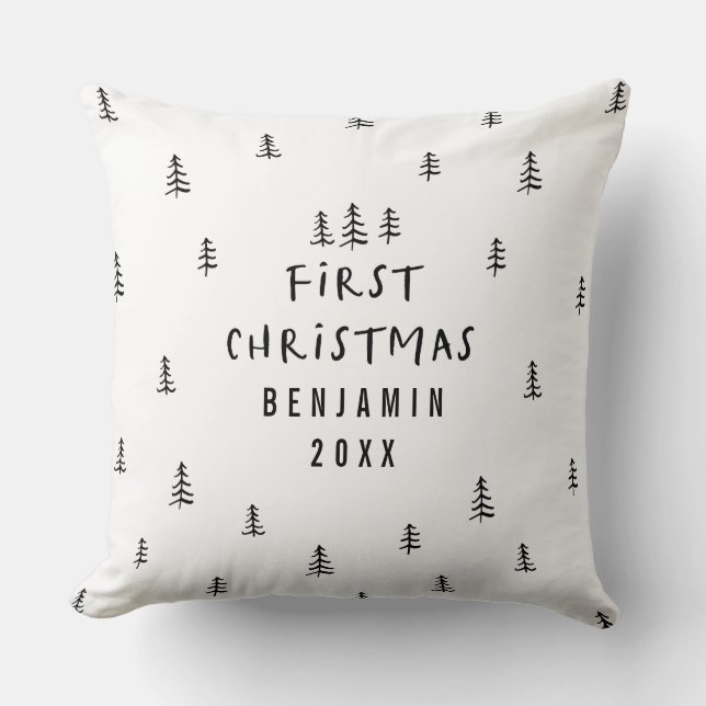 modern elegant baby first christmas throw pillow (Front)