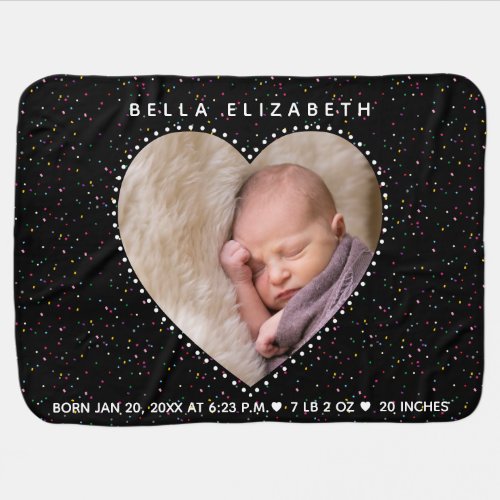 Modern Elegant Baby Name Birth Date Stats Photo Baby Blanket