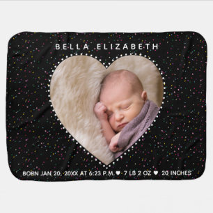 Modern Elegant Baby Name Birth Date Stats Photo Blanket