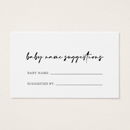 Modern Elegant Baby Name Suggestions Card