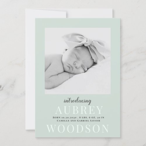 Modern Elegant Baby Photo Birth Announcement