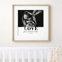 Modern Elegant Baby Photo Love Typography Poster