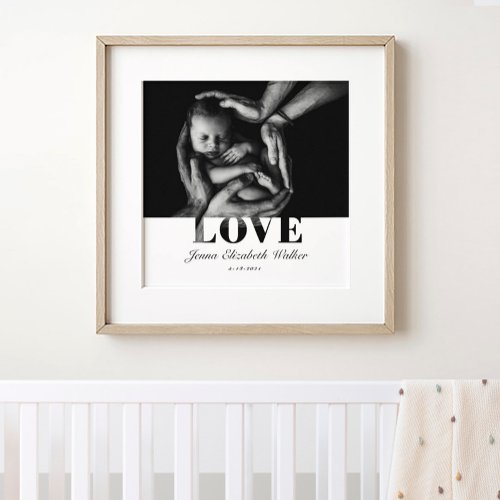 Modern Elegant Baby Photo Love Typography Poster
