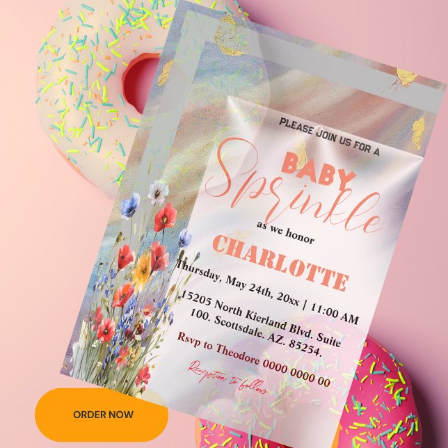 modern elegant Baby Sprinkle Invitation Girl (baby sprinkle card)