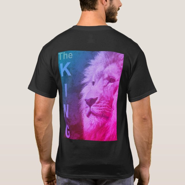 Modern Elegant Back Print Pop Art Lion Head Men's T-Shirt (Back)