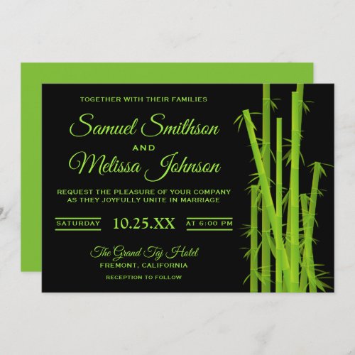 Modern Elegant Bamboo Plant Wedding Invitation