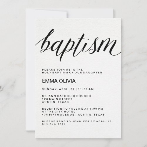 Modern Elegant Baptism Text on Watercolor Paper
