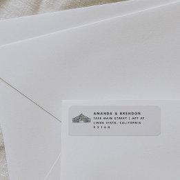 Modern Elegant Barn Return Address Label