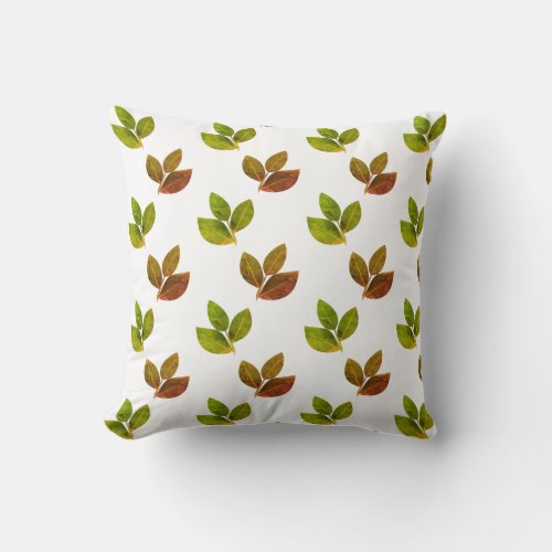 Modern Elegant Bay Leaf Pattern Throw Pillow