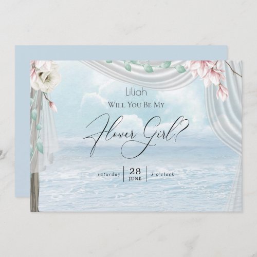 Modern Elegant Beach Arbor Be My Flower Girl Invitation