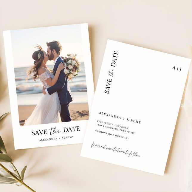 Modern Elegant Beach Photo Save The Date Invitation (Creator Uploaded)