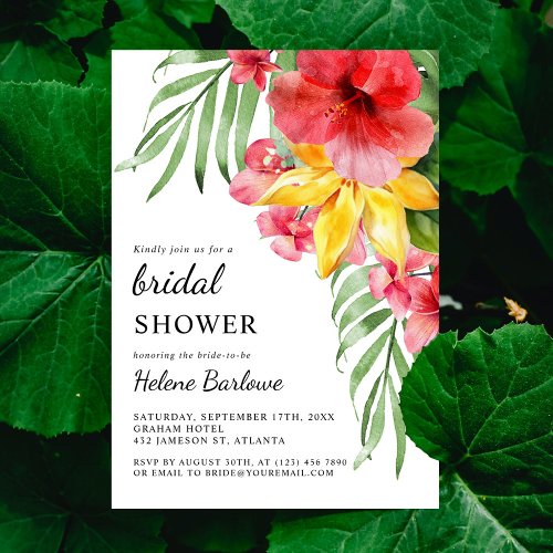 Modern Elegant Beach Tropical Bridal Shower Invitation