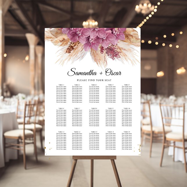 Modern Elegant Beauty Pink Orchid & Pampas & Gold  Foam Board (Creator Uploaded)